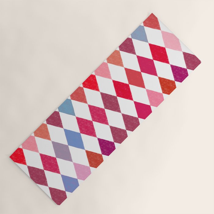 Festive Harlequin Diamond Pattern in Warm Tones Yoga Mat Gallery Image 1