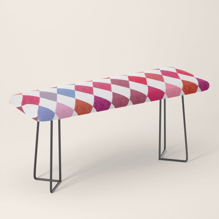 Festive Harlequin Diamond Pattern in Warm Tones Bench Gallery Image 1