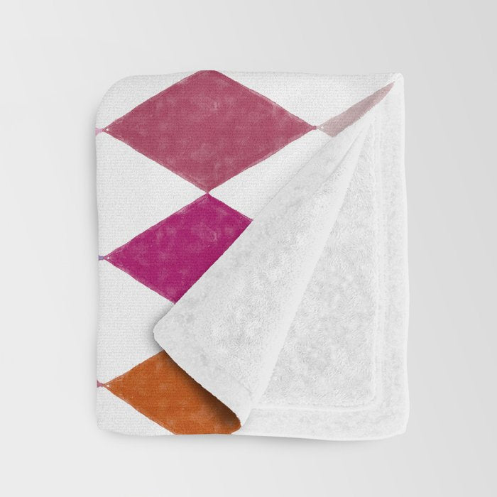 Festive Harlequin Diamond Pattern in Warm Tones Throw Blanket Gallery Image 3