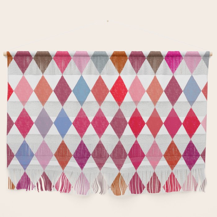 Festive Harlequin Diamond Pattern in Warm Tones Wall Hanging Gallery Image 1