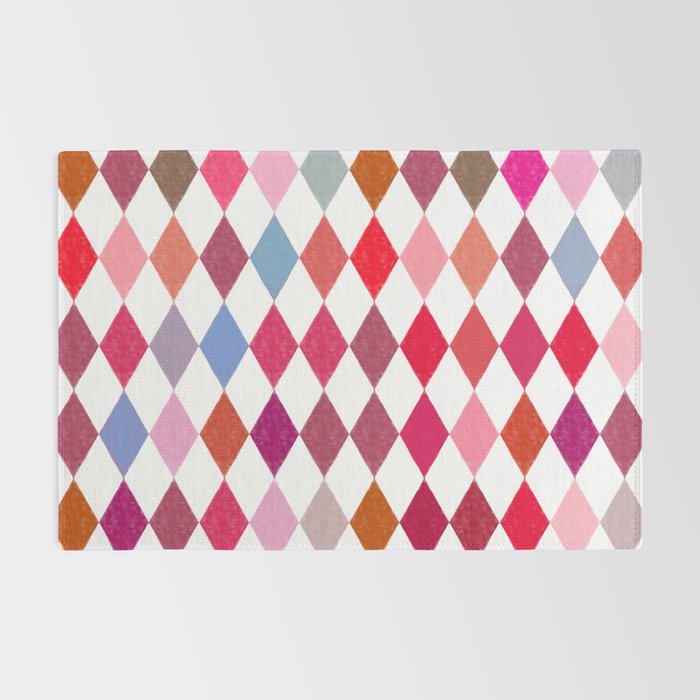 Festive Harlequin Diamond Pattern in Warm Tones Rug Gallery Image 2