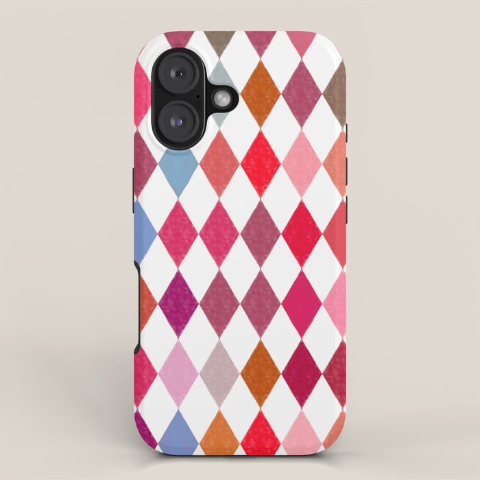 Festive Harlequin Diamond Pattern in Warm Tones iPhone Case Gallery Image 1