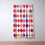 Festive Harlequin Diamond Pattern in Warm Tones Window Curtain Gallery Image 3
