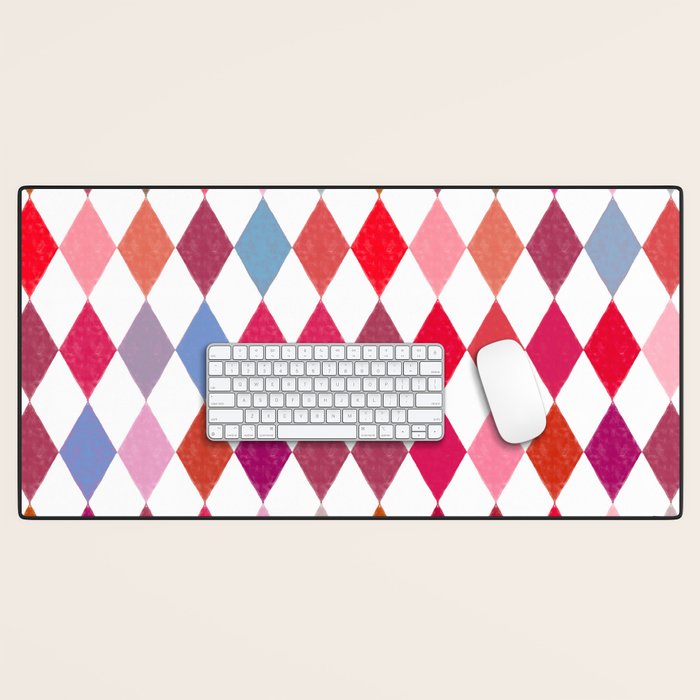 Festive Harlequin Diamond Pattern in Warm Tones Desk Mat Gallery Image 1