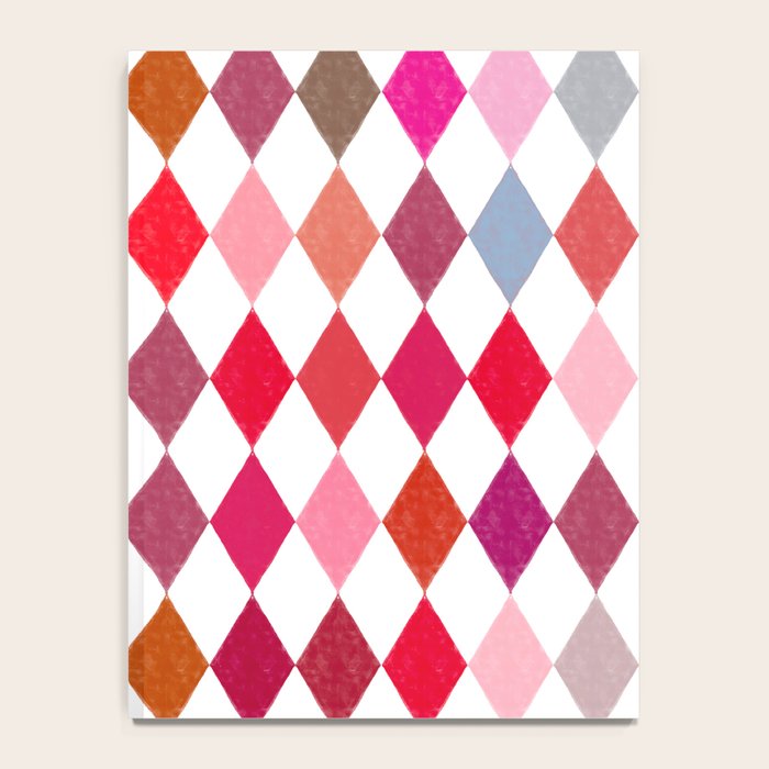 Festive Harlequin Diamond Pattern in Warm Tones Notebook Gallery Image 4