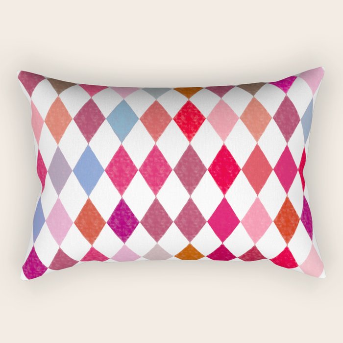 Festive Harlequin Diamond Pattern in Warm Tones Rectangular Pillow Gallery Image 2