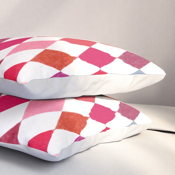 Festive Harlequin Diamond Pattern in Warm Tones Pillow Sham Gallery Image 3
