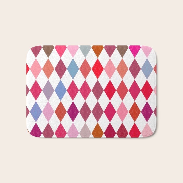 Festive Harlequin Diamond Pattern in Warm Tones Bath Mat Gallery Image 1