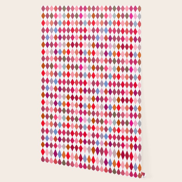Festive Harlequin Diamond Pattern in Warm Tones Wallpaper Gallery Image 2