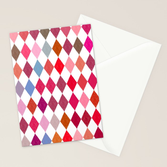 Festive Harlequin Diamond Pattern in Warm Tones Stationery Card Gallery Image 2