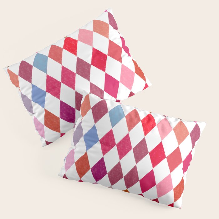 Festive Harlequin Diamond Pattern in Warm Tones Pillow Sham Gallery Image 1