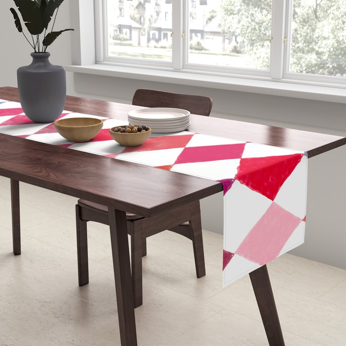 Festive Harlequin Diamond Pattern in Warm Tones Table Runner Gallery Image 2