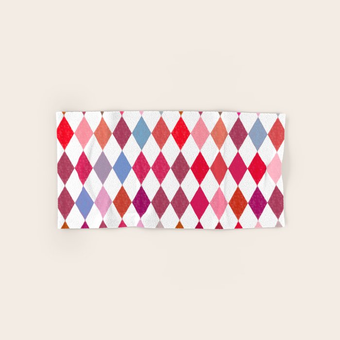 Festive Harlequin Diamond Pattern in Warm Tones Bath Towel Gallery Image 1