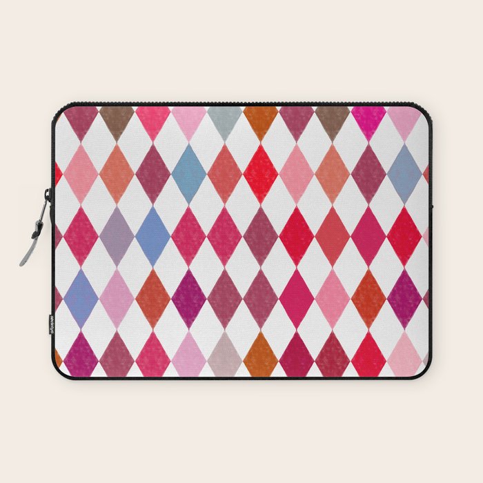 Festive Harlequin Diamond Pattern in Warm Tones Laptop Sleeve Gallery Image 1