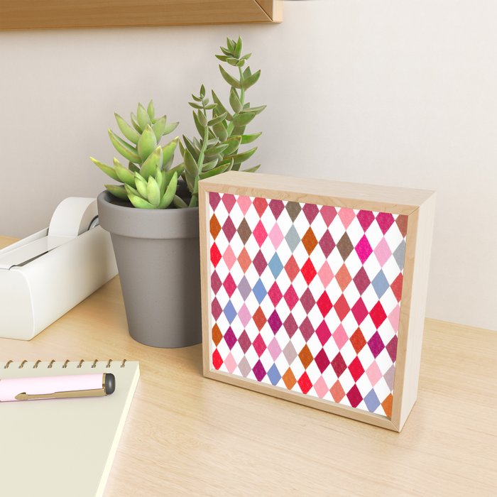 Festive Harlequin Diamond Pattern in Warm Tones Mini Art Print Gallery Image 2