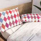 Festive Harlequin Diamond Pattern in Warm Tones Pillow Sham Gallery Image 2