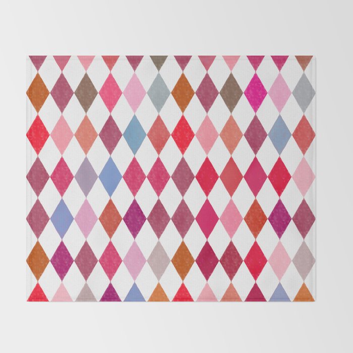 Festive Harlequin Diamond Pattern in Warm Tones Throw Blanket Gallery Image 2