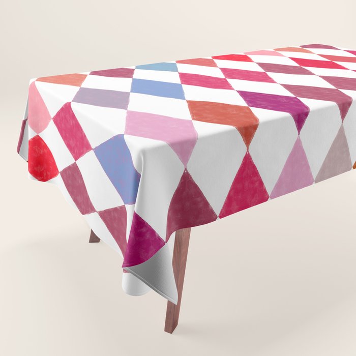 Festive Harlequin Diamond Pattern in Warm Tones Tablecloth Gallery Image 1