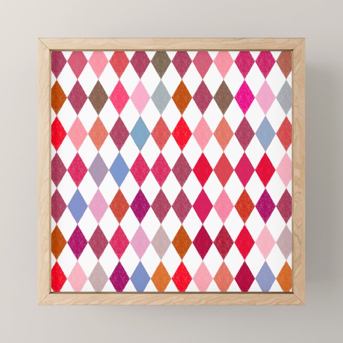 Festive Harlequin Diamond Pattern in Warm Tones Mini Art Print Gallery Image 1
