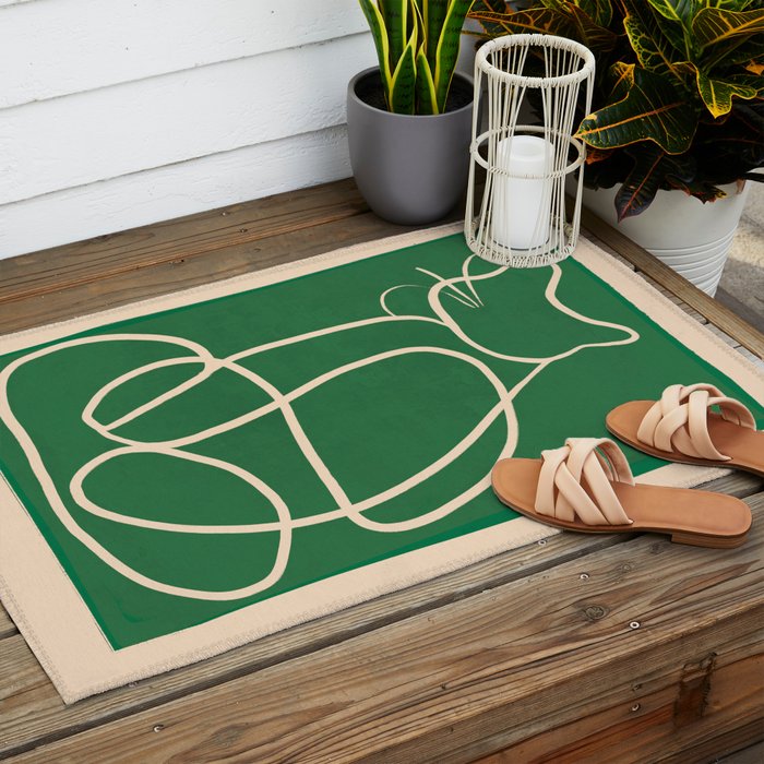 Abstract Line Art Cat 9 Outdoor Rug Gallery Image 2