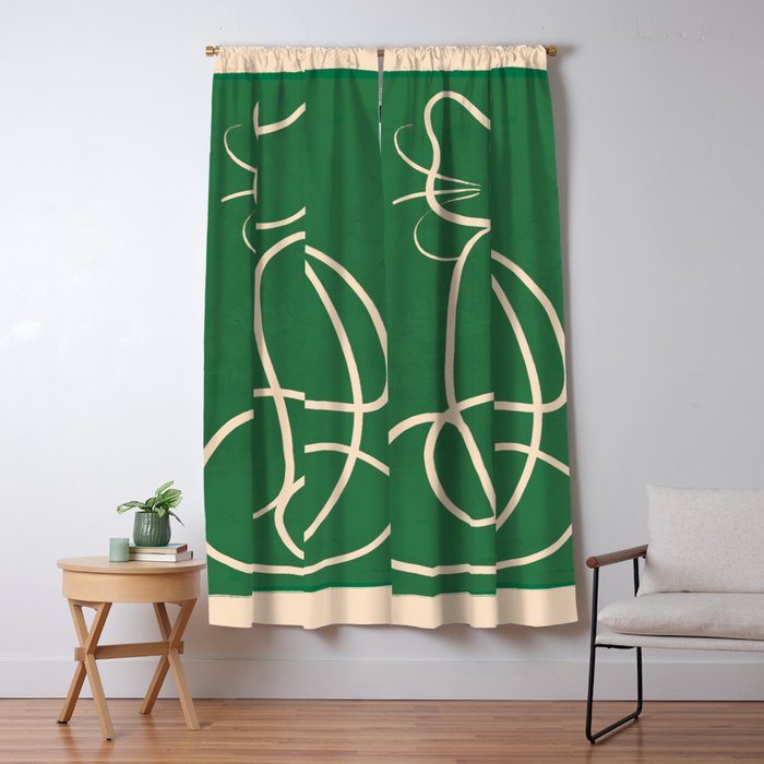 Abstract Line Art Cat 9 Window Curtain Gallery Image 5