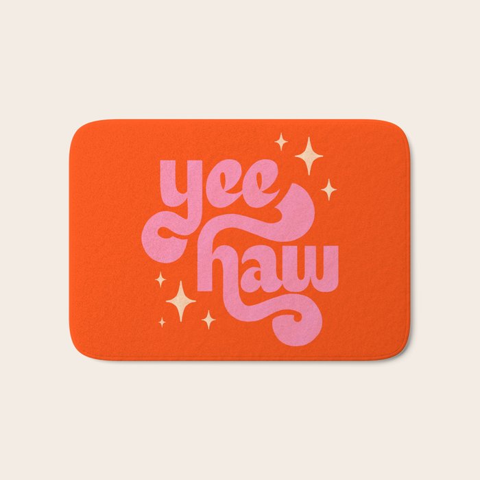 Yee Haw - Pink on Orange Bath Mat Gallery Image 1