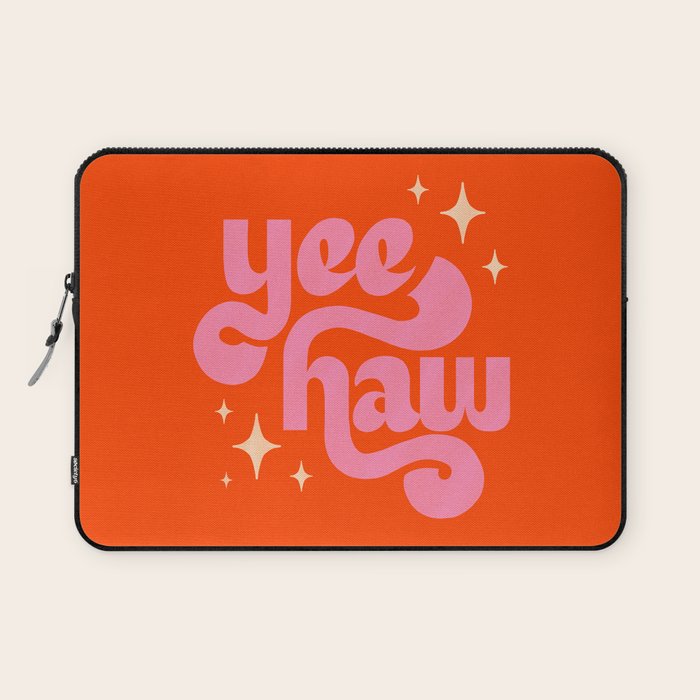 Yee Haw - Pink on Orange Laptop Sleeve Gallery Image 1