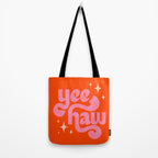 Yee Haw - Pink on Orange Tote Bag Gallery Image 2