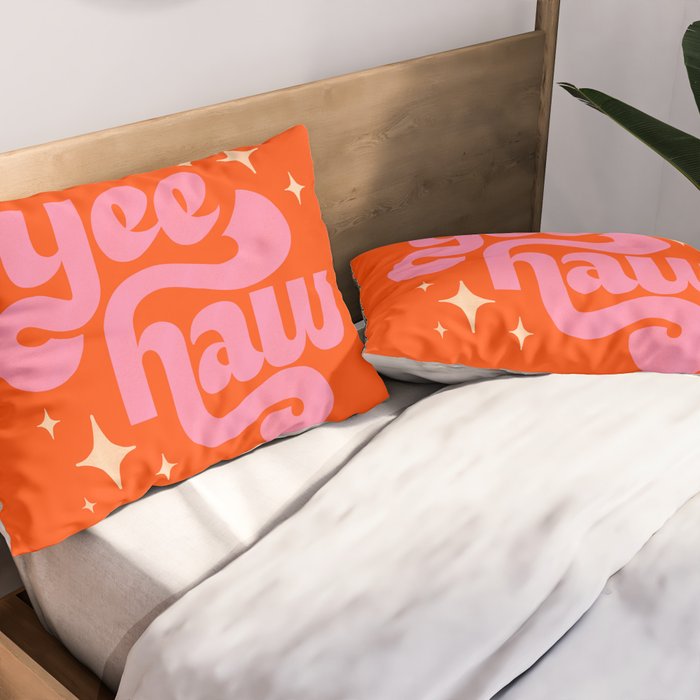 Yee Haw - Pink on Orange Pillow Sham Gallery Image 2