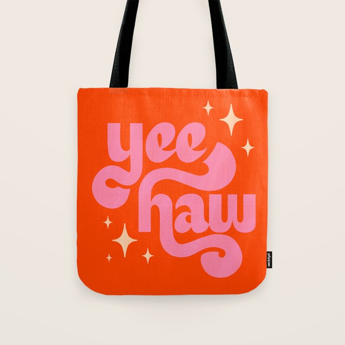 Yee Haw - Pink on Orange Tote Bag Gallery Image 1
