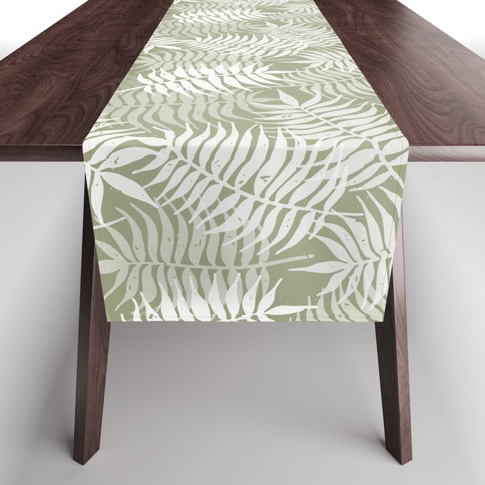 Palm Leaves . Lush Green Table Runner Gallery Image 1