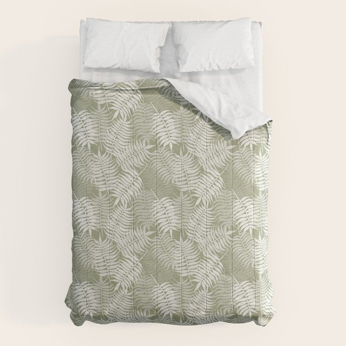 Palm Leaves . Lush Green Comforter Gallery Image 1
