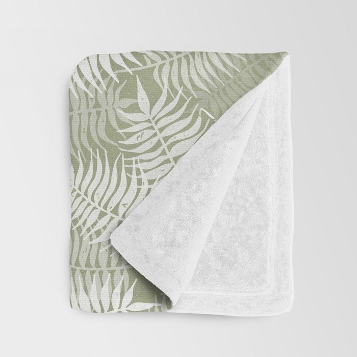 Palm Leaves . Lush Green Throw Blanket Gallery Image 3
