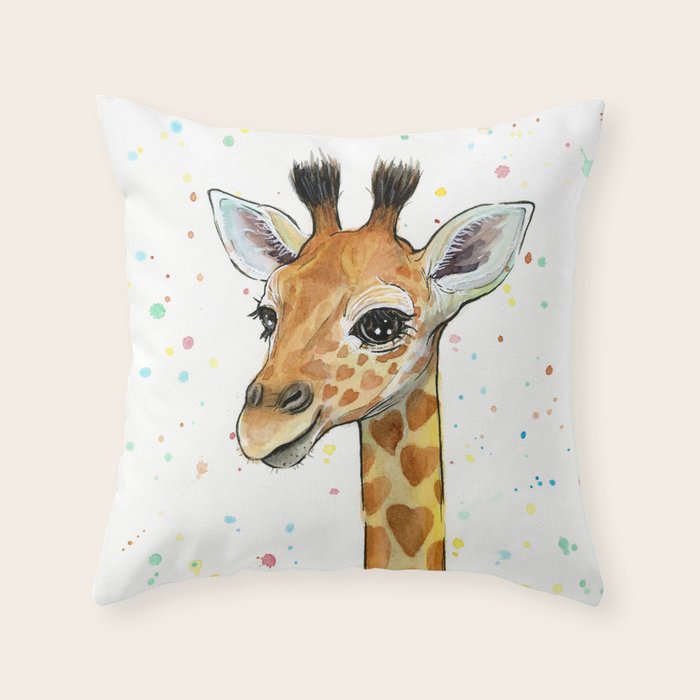 Baby Giraffe Throw Pillow Gallery Image 1