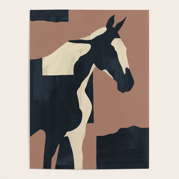 Abstract Minimal Horse Mocha Mousse Poster Gallery Image 4