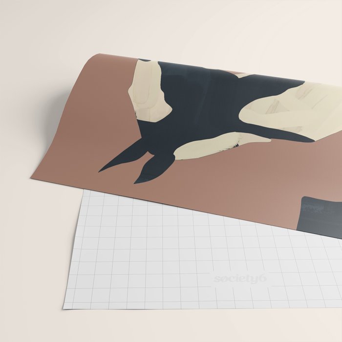 Abstract Minimal Horse Mocha Mousse Wrapping Paper Gallery Image 2