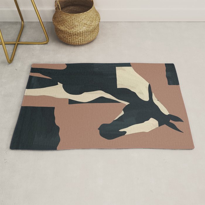 Abstract Minimal Horse Mocha Mousse Rug Gallery Image 1