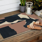 Abstract Minimal Horse Mocha Mousse Outdoor Rug Gallery Image 2