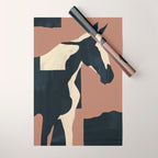 Abstract Minimal Horse Mocha Mousse Wrapping Paper Gallery Image 1