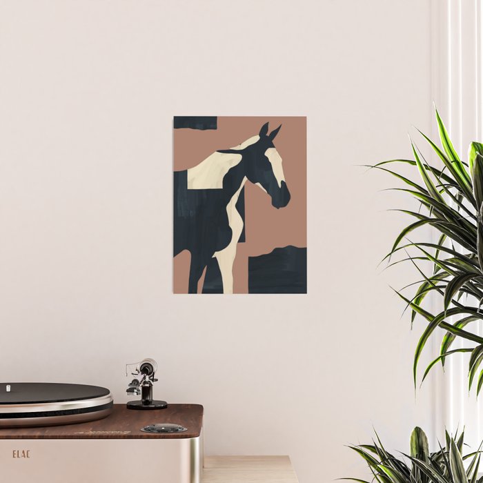 Abstract Minimal Horse Mocha Mousse Poster Gallery Image 2