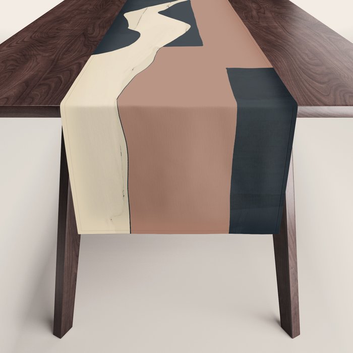 Abstract Minimal Horse Mocha Mousse Table Runner Gallery Image 1