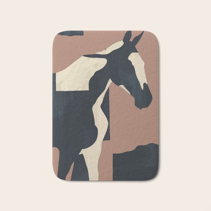 Abstract Minimal Horse Mocha Mousse Bath Mat Gallery Image 1
