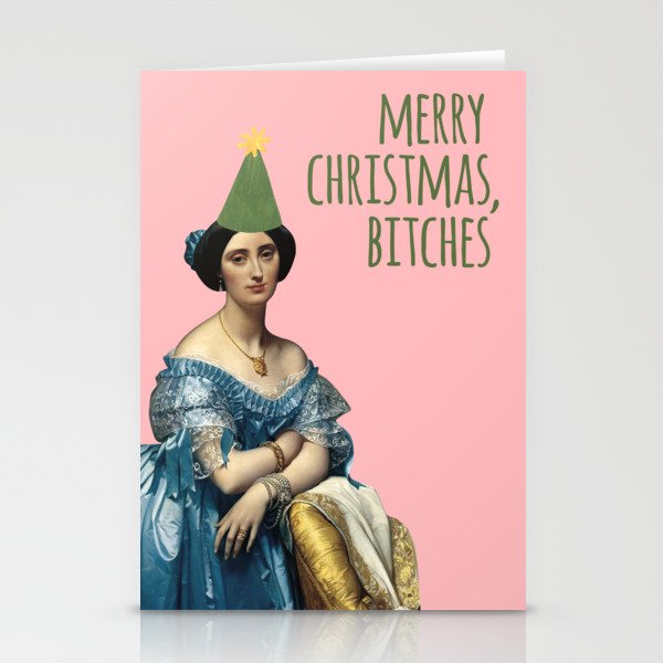 Merry Christmas, Bitches! - Ingres on Pink Stationery Card Gallery Image 1
