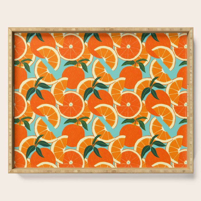 Orange Harvest - Blue Serving Tray Gallery Image 1