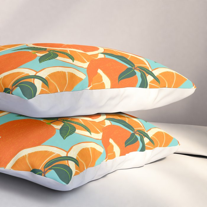 Orange Harvest - Blue Pillow Sham Gallery Image 3