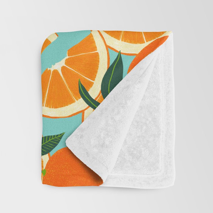 Orange Harvest - Blue Throw Blanket Gallery Image 3