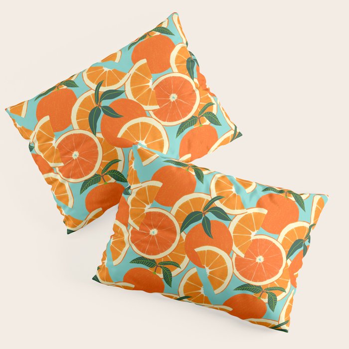 Orange Harvest - Blue Pillow Sham Gallery Image 3