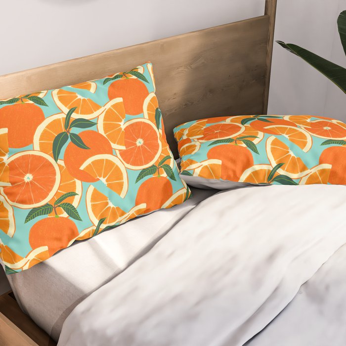 Orange Harvest - Blue Pillow Sham Gallery Image 2