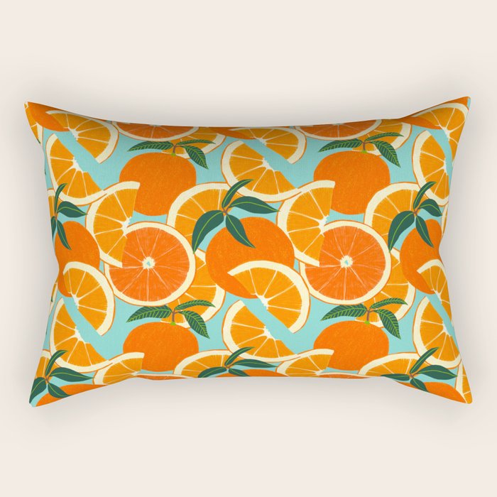 Orange Harvest - Blue Rectangular Pillow Gallery Image 2