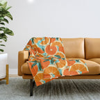 Orange Harvest - Blue Throw Blanket Gallery Image 1
